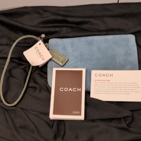 Coach Light Blue Suede Wristlet - Picture 16 of 16